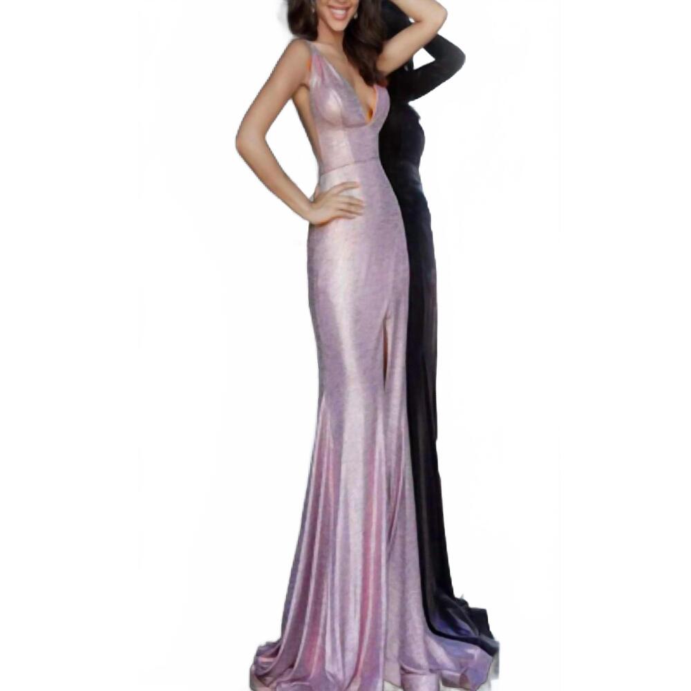 NEW JOVANI shimmer metallic gown in rose